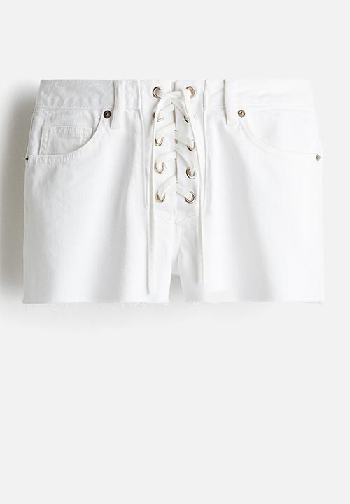 H&M - Lacing-detail denim shorts - white
