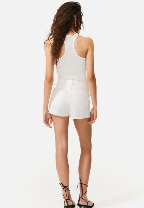 H&M - Lacing-detail denim shorts - white