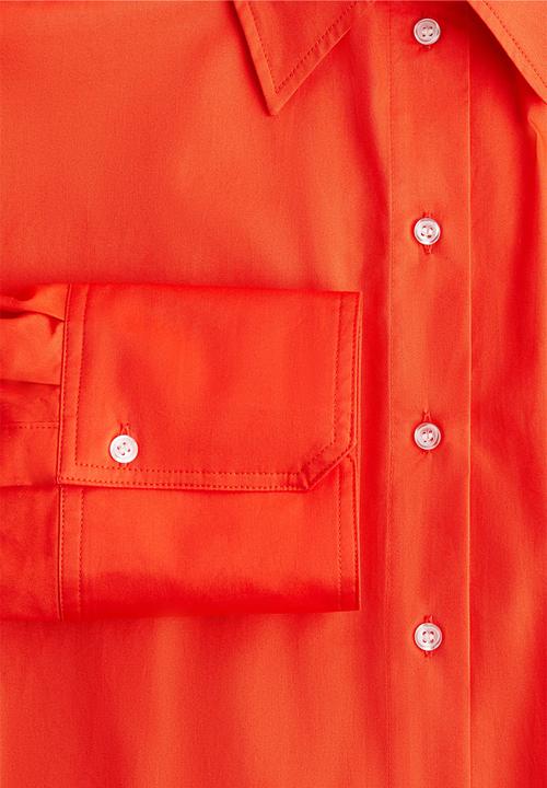 H&M - Oversized cotton shirt dress - bright red