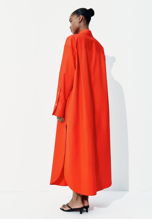 H&M - Oversized cotton shirt dress - bright red