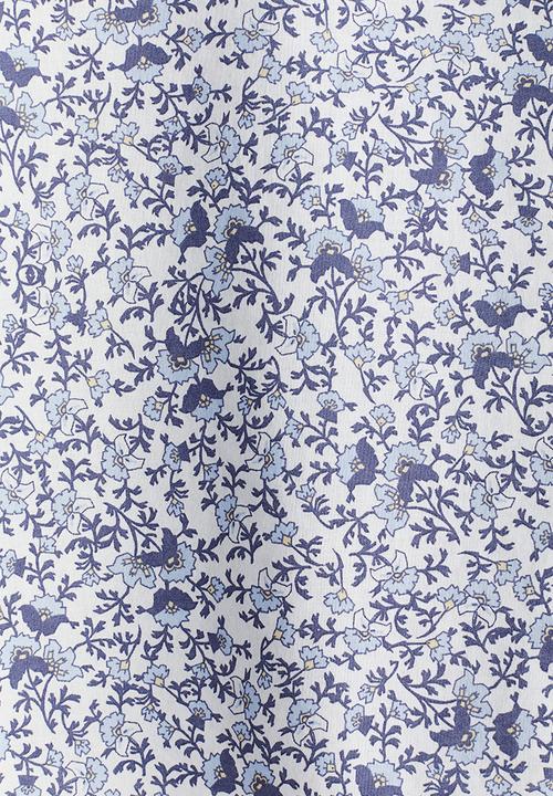 H&M - Frill-trimmed blouse - white & blue floral 