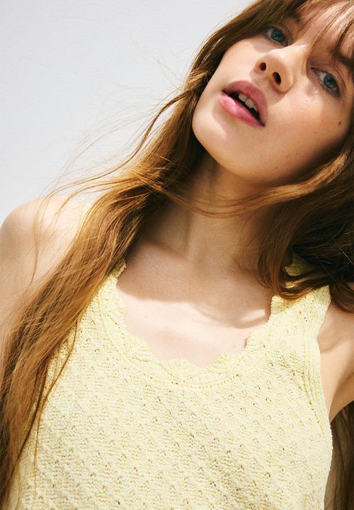 H&M - Crochet-look vest top - light yellow