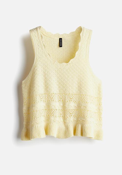 H&M - Crochet-look vest top - light yellow