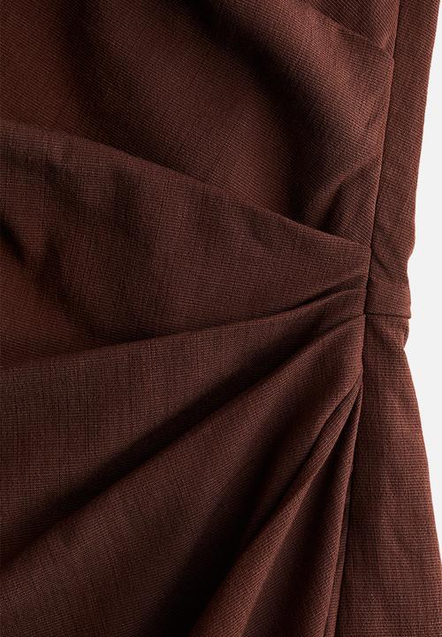 H&M - Draped one-shoulder dress - dark brown