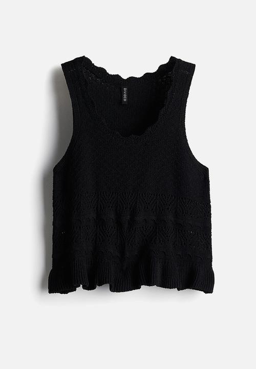 H&M - Crochet-look vest top - black