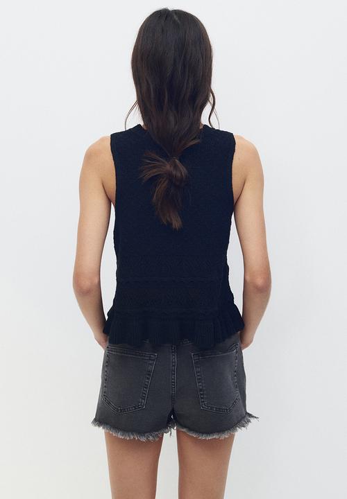 H&M - Crochet-look vest top - black