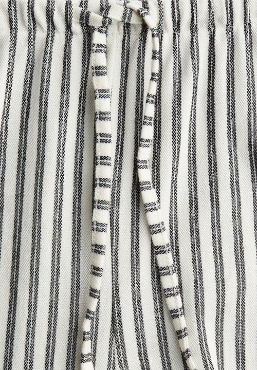 H&M - Straight drawstring trousers - white/grey striped