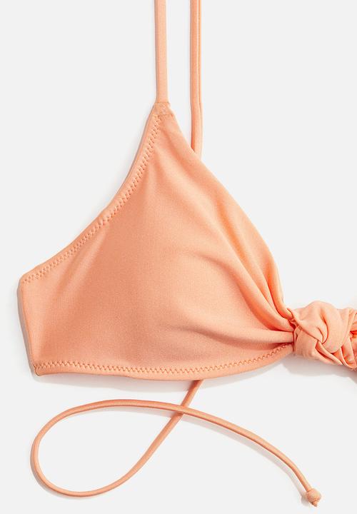 H&M - Knot-detail padded bikini top - apricot