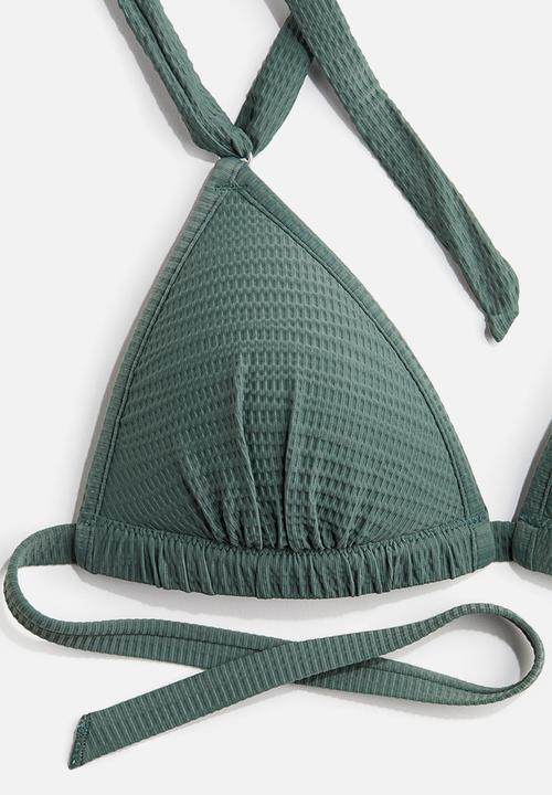 H&M - Push-up triangle bikini top - dusty green