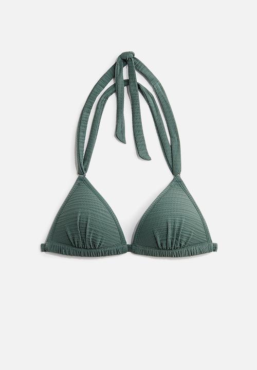 H&M - Push-up triangle bikini top - dusty green