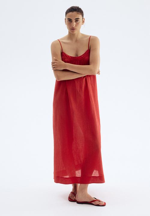 H&M - Crinkled strappy dress - red