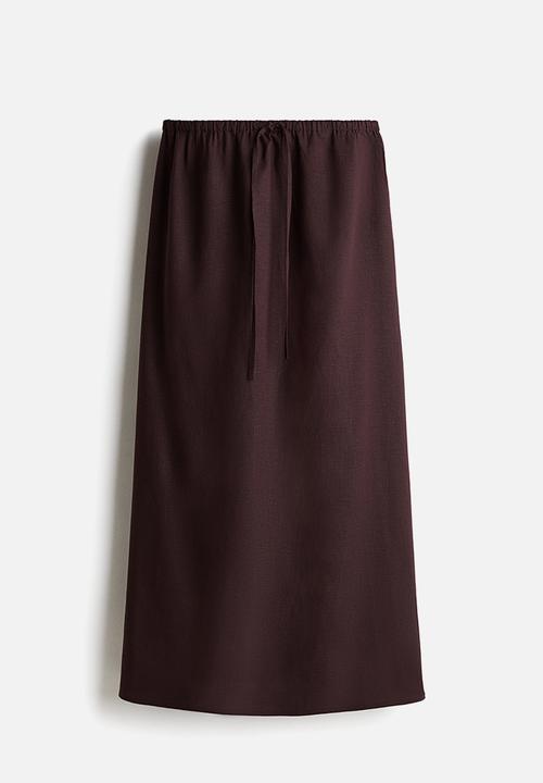 H&M - Linen-blend skirt - dark brown 