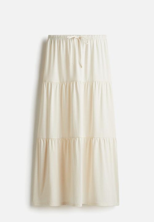 H&M - Tiered maxi skirt  - cream