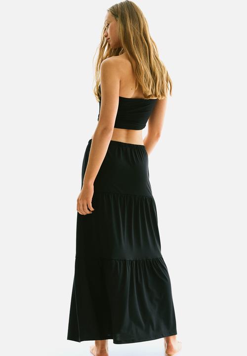H&M - Tiered maxi skirt - black