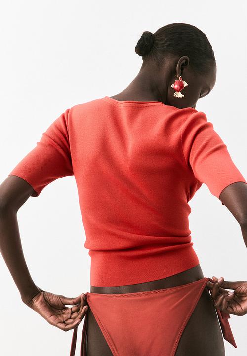 H&M - Fine-knit T-shirt - red
