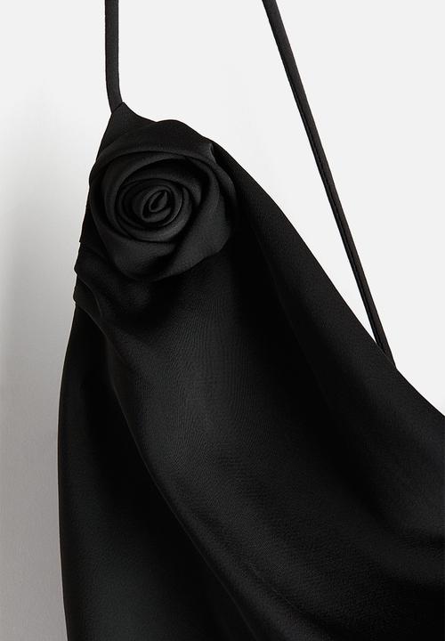 H&M - Tie-detail satin slip dress - black