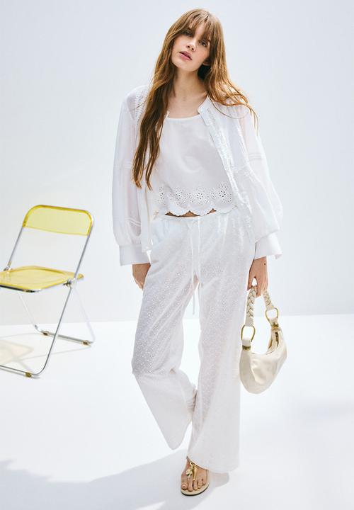 H&M - Straight drawstring trousers - white