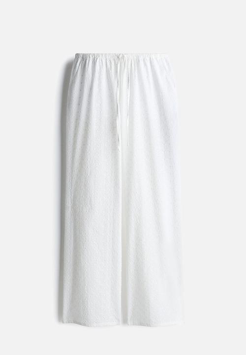 H&M - Straight drawstring trousers - white