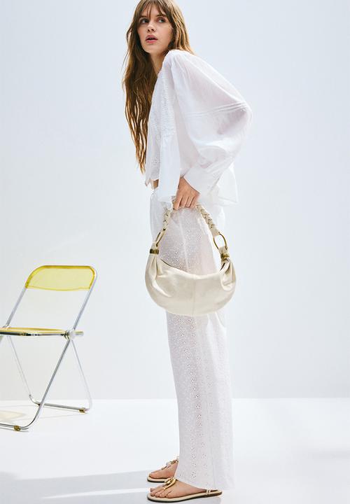 H&M - Straight drawstring trousers - white