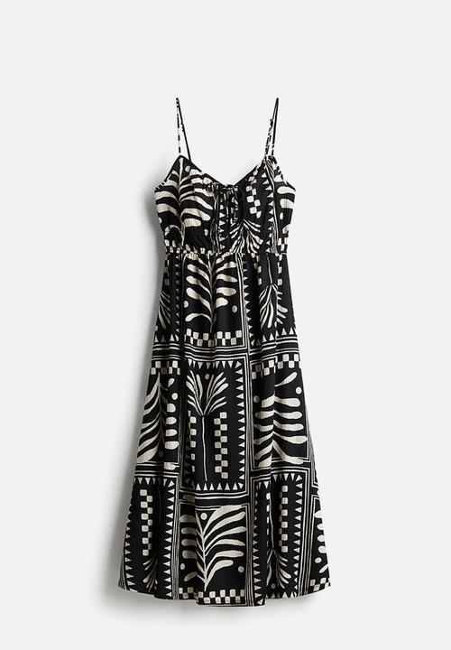 H&M - Crinkled jersey dress - black/patterned 