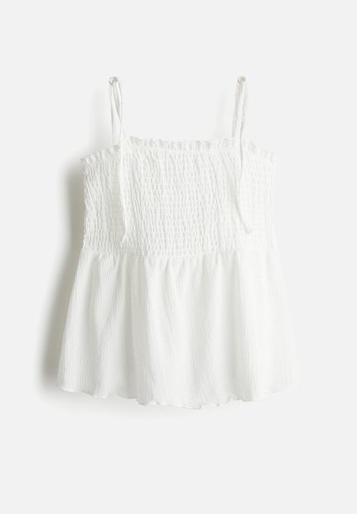 H&M - Smocked strappy top - white