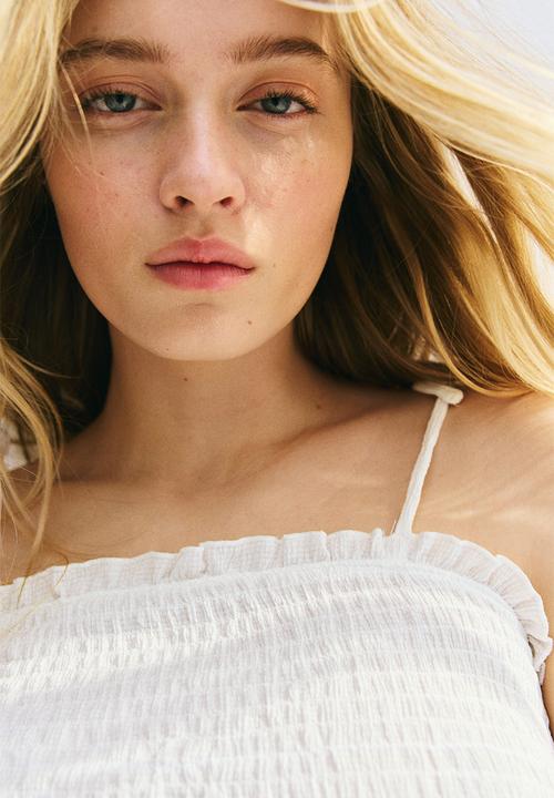 H&M - Smocked strappy top - white
