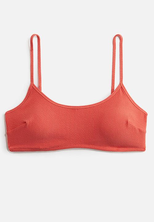 H&M - Padded bikini top - coral red  