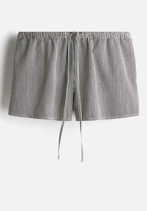 H&M - Drawstring shorts - white & black striped
