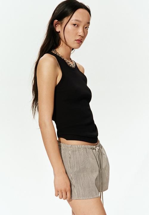 H&M - Drawstring shorts - white & black striped