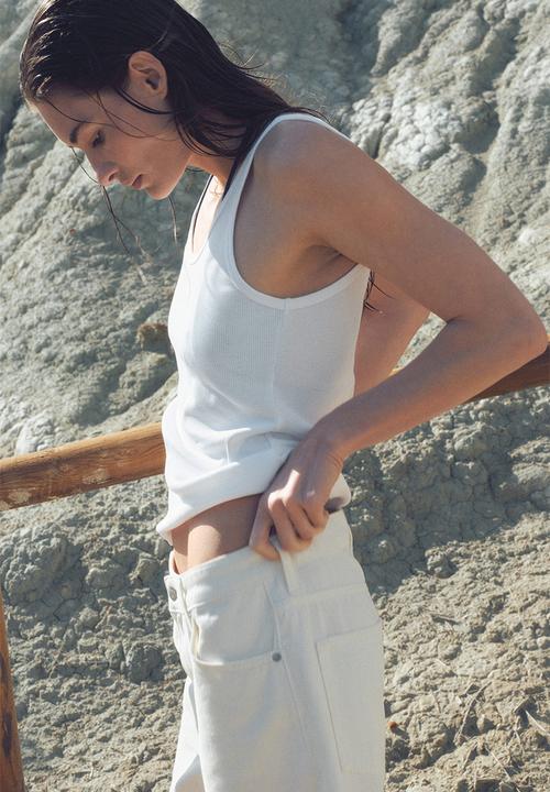H&M - Ribbed vest top - white