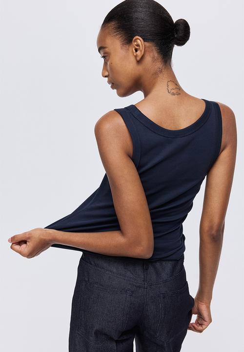 H&M - Fitted vest top - navy blue