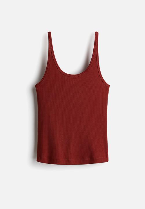 H&M - Ribbed vest top -  rust red