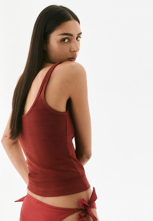 H&M - Ribbed vest top -  rust red