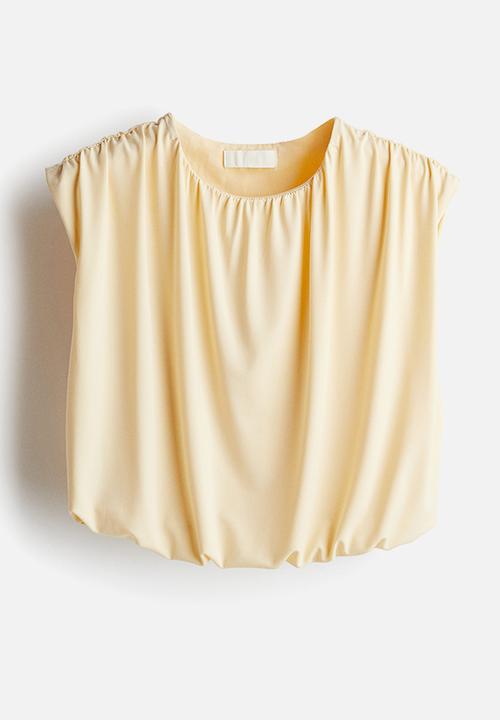 H&M - Draped cropped top -  light yellow 