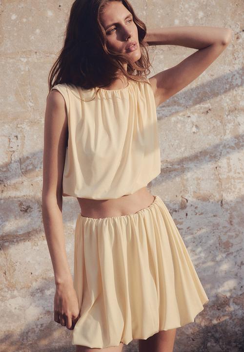 H&M - Draped cropped top -  light yellow 