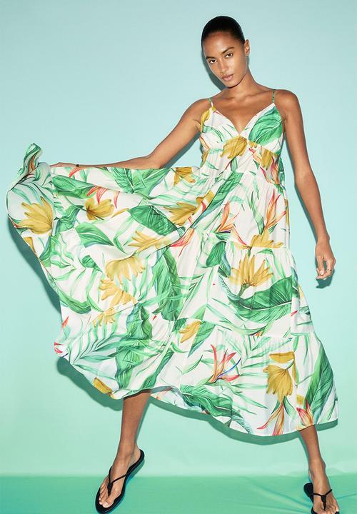 H&M - Tiered maxi dress -white/floral