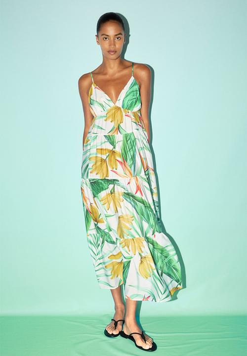 H&M - Tiered maxi dress -white/floral