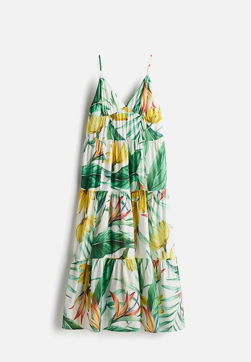 H&M - Tiered maxi dress -white/floral