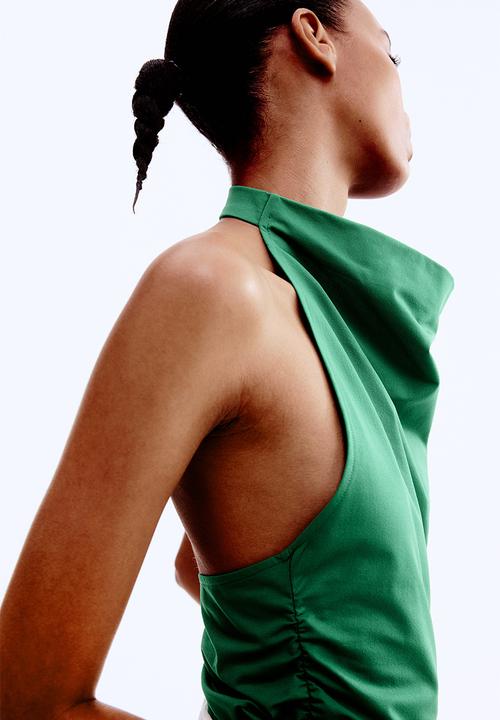 H&M - Draped halterneck top - green