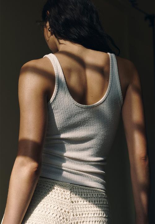 H&M - Rib-knit vest top - white