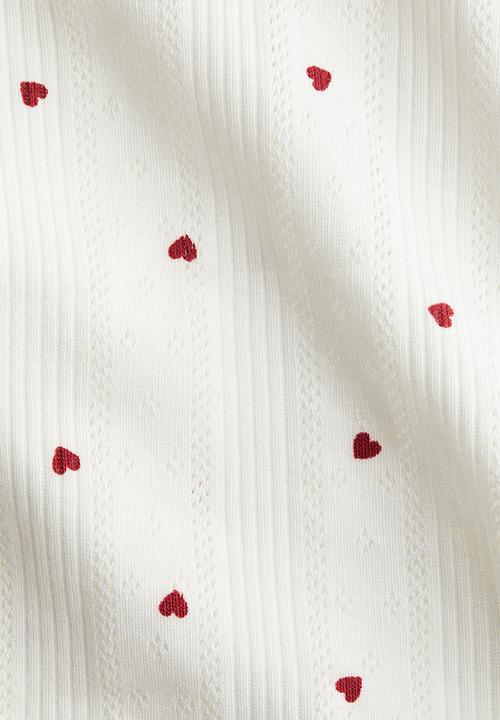 H&M - Cotton pointelle strappy top - white hearts