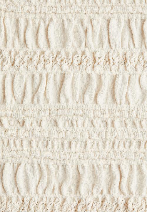 H&M - Smocked pointelle-knit top - cream