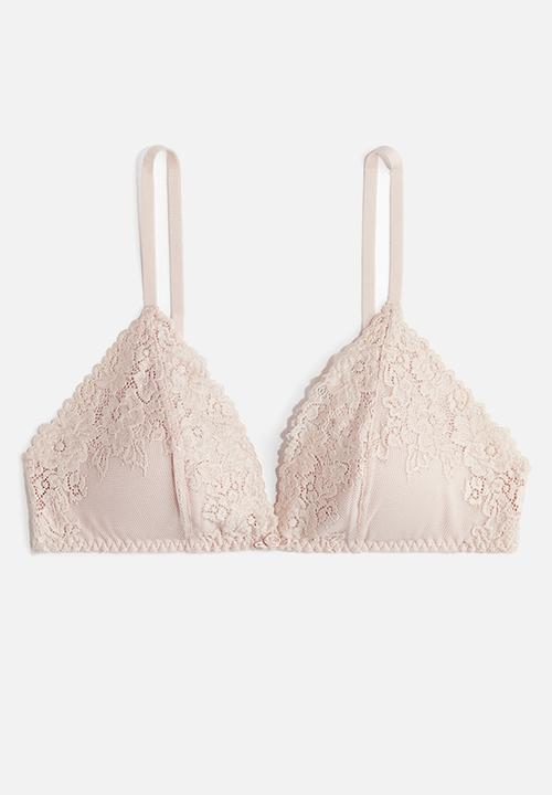 H&M - Padded soft lace bra - light pink