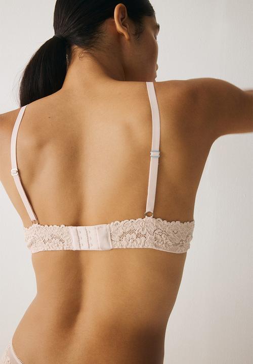 H&M - Padded soft lace bra - light pink