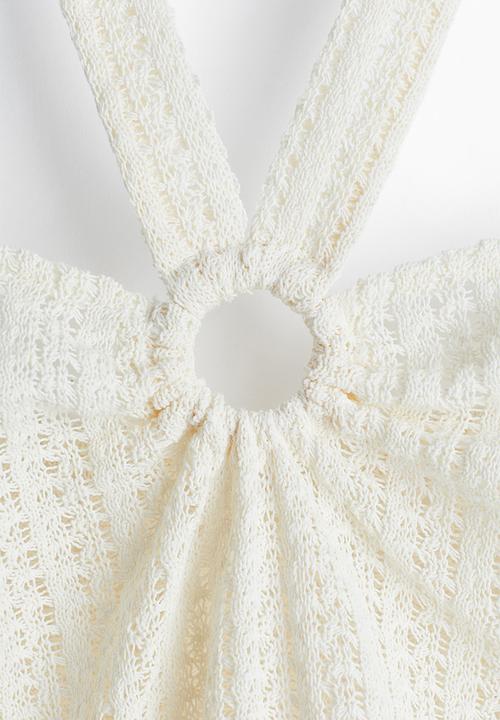 H&M - Pointelle jersey halterneck top - white