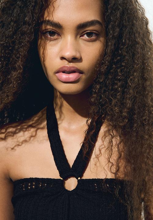 H&M - Pointelle jersey halterneck top - black