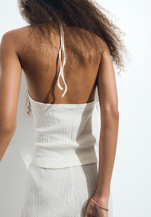 H&M - Textured halterneck top - white