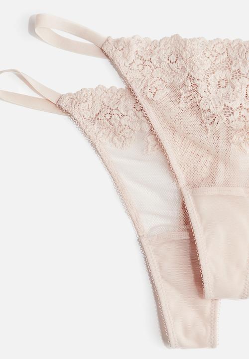 H&M - 2 pack lace tanga thong briefs - light pink