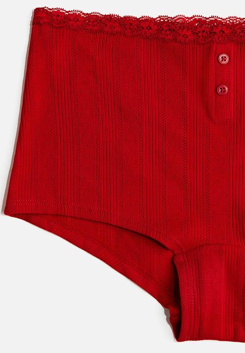 H&M - Cotton pointelle shortie briefs - red