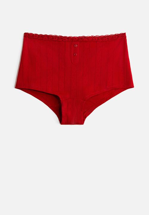 H&M - Cotton pointelle shortie briefs - red